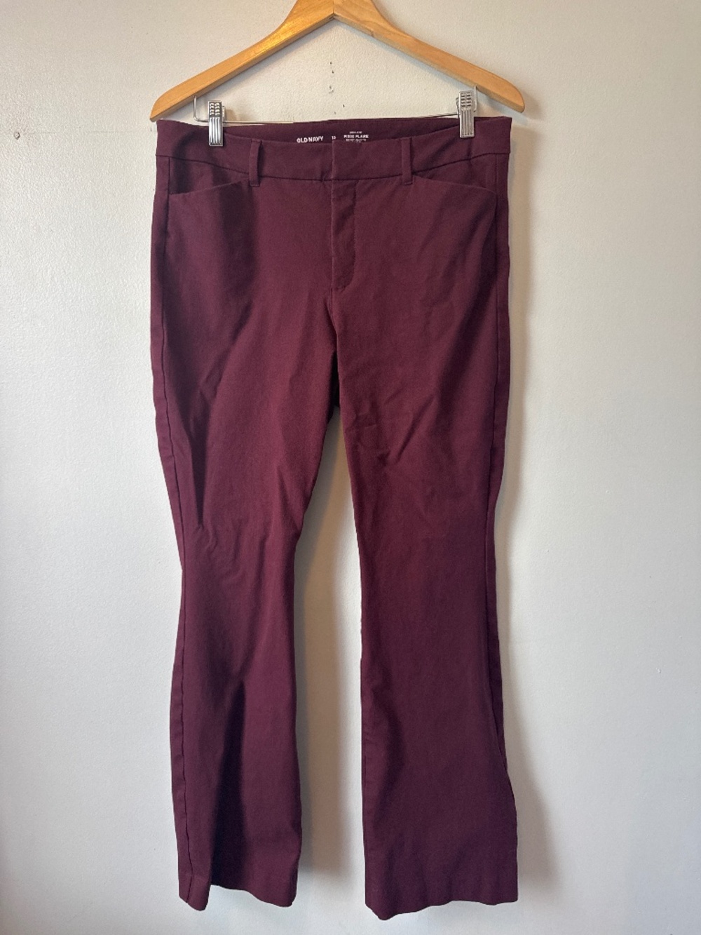 Old Navy high-rise pixie flare, secret smooth pockets maroon pants